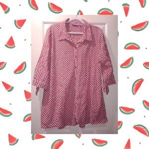 Susan Graver Gingham Button Up Casual Blouses